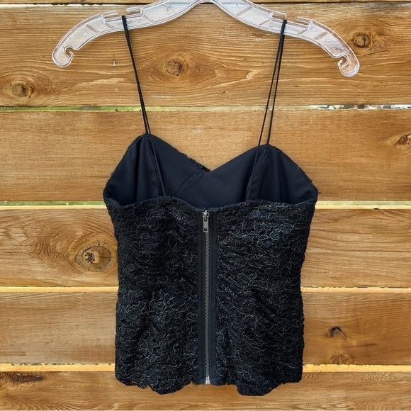 Intermix Black Metallic Lace Spaghetti Strap Corset Crop Top XSmall NWT - Picture 6 of 11